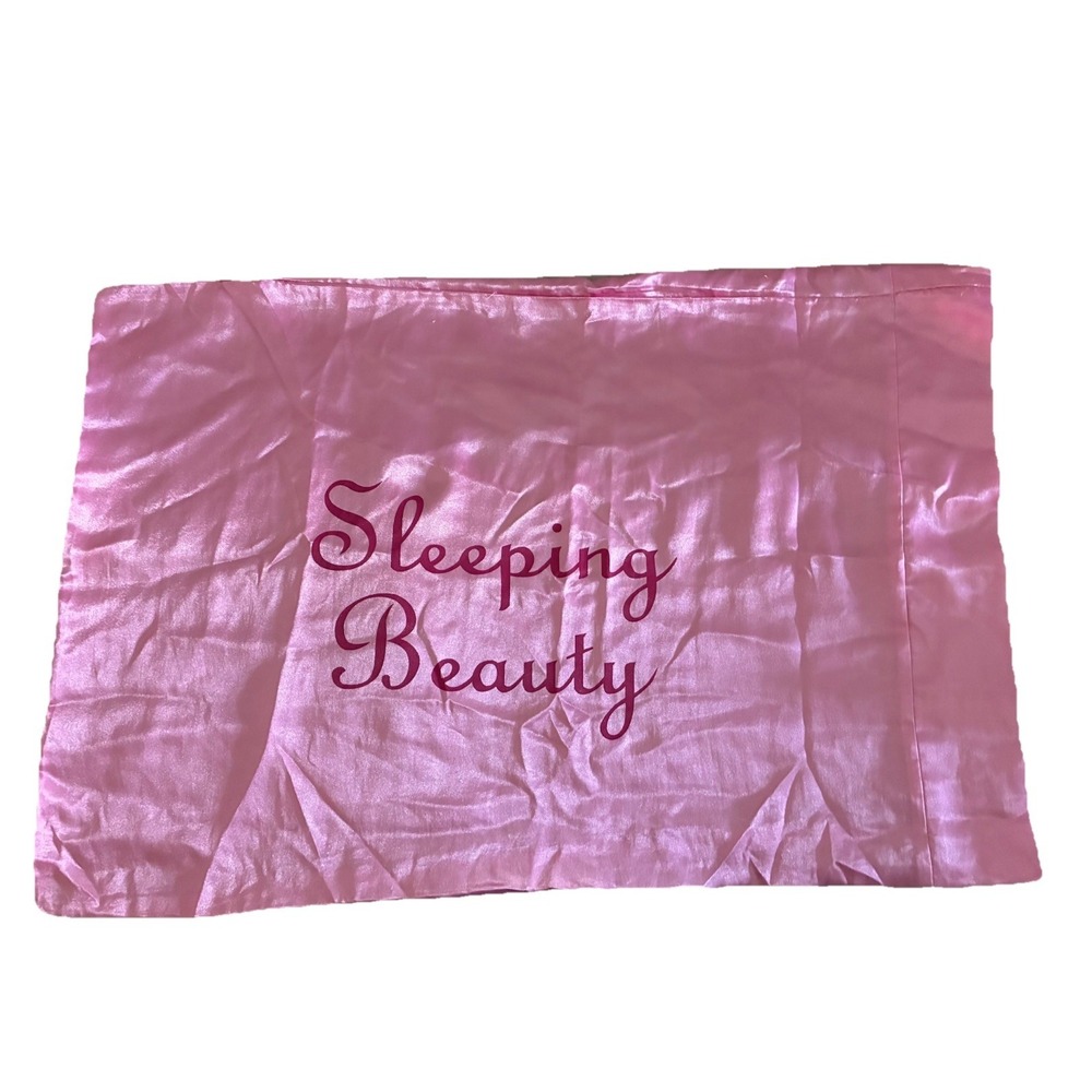 Sleeping Beauty Pillow‎ Case Pink Satin Vtg
